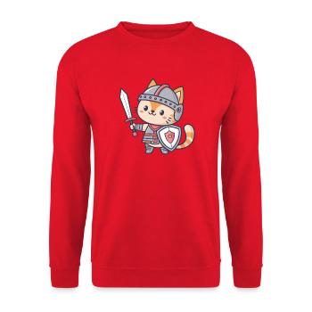 Miniature Knight Cat - Unisex Sweatshirt - red - Front - Alina (178cm) & Michal (187cm)