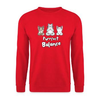 Purrfektes Gleichgewicht – CAT - Unisex Pullover - Rot - Vorne - Alina (178cm) & Michal (187cm)