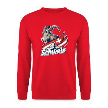 Bouquetin alpin avec drapeau suisse - Sweat-shirt Unisexe - rouge - Devant - Alina (178cm) & Michal (187cm)