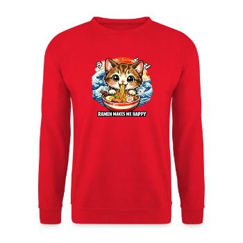Kawaii Katze Ramen Nudeln Anime Katze - Unisex Pullover - Rot - Vorne - Alina (178cm) & Michal (187cm)