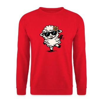 Dancing Sheep – Funny Illustration with Style - Unisex Sweatshirt - red - Front - Alina (178cm) & Michal (187cm)