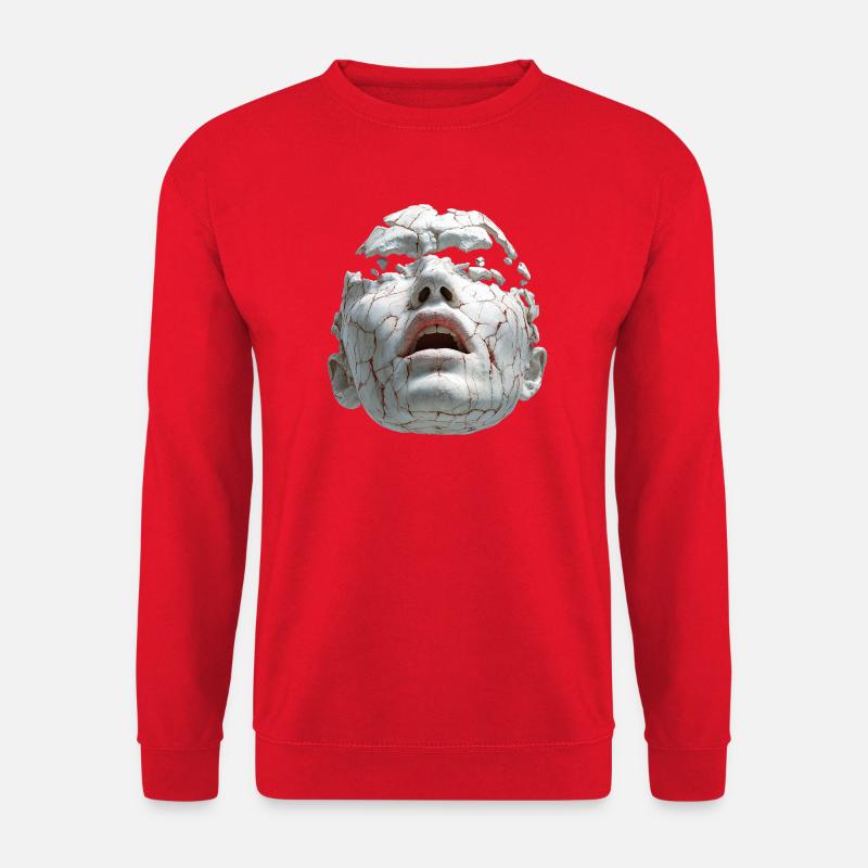 Zerbrochene Porzellanmaske - Unisex Pullover - Rot