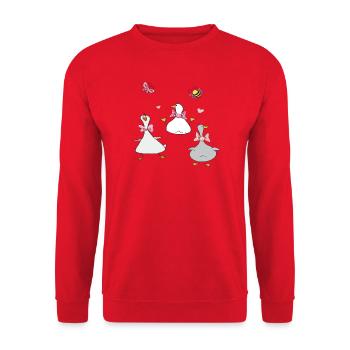 Oies drôles avec papillon et abeille - Sweat-shirt Unisexe - rouge - Devant - Alina (178cm) & Michal (187cm)