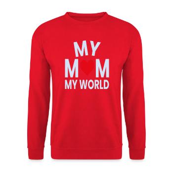 My Mom My World Heart - Unisex Sweatshirt - red - Front - Alina (178cm) & Michal (187cm)
