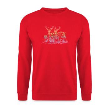 Herd of deer in the rainbow - Unisex Sweatshirt - red - Front - Alina (178cm) & Michal (187cm)