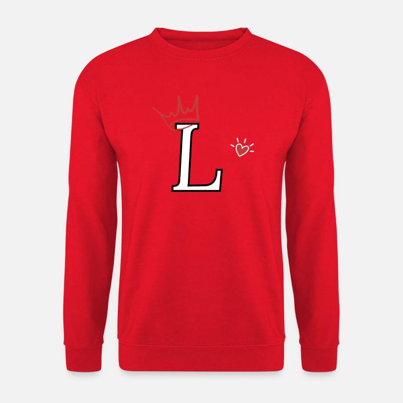 Buchstabe I, Kronenherz - Unisex Pullover - Rot