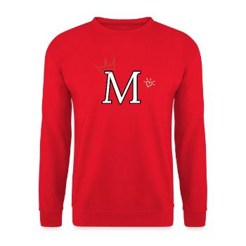 Buchstabe m Kronenherz - Unisex Pullover - Rot - Vorne - Alina (178cm) & Michal (187cm)
