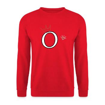 Buchstabe o Kronenherz - Unisex Pullover - Rot - Vorne - Alina (178cm) & Michal (187cm)