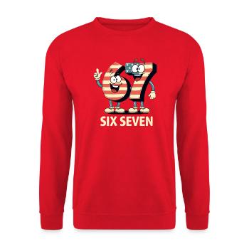 US Flag 67 Memes Six Seven - Unisex Sweatshirt - red - Front - Alina (178cm) & Michal (187cm)