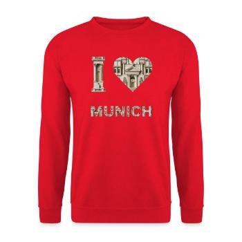 I love Munich – Classical Architecture Love - Unisex Sweatshirt - red - Front - Alina (178cm) & Michal (187cm)
