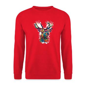 Illustration Pop Art de Cerf Coloré - Sweat-shirt Unisexe - rouge - Devant - Alina (178cm) & Michal (187cm)