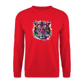 Éclat de couleur animal tigre - Sweat-shirt Unisexe - rouge - Devant - Alina (178cm) & Michal (187cm)