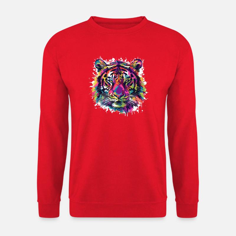 Tiger Tier Farbklecks - Unisex Pullover - Rot