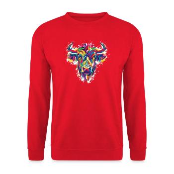 Bull Art Animal - Unisex Sweatshirt - red - Front - Alina (178cm) & Michal (187cm)