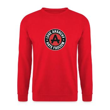 J’aime l’anarchie, je déteste le fascisme - Produits dérivés antifascistes - Sweat-shirt Unisexe - rouge - Devant - Alina (178cm) & Michal (187cm)