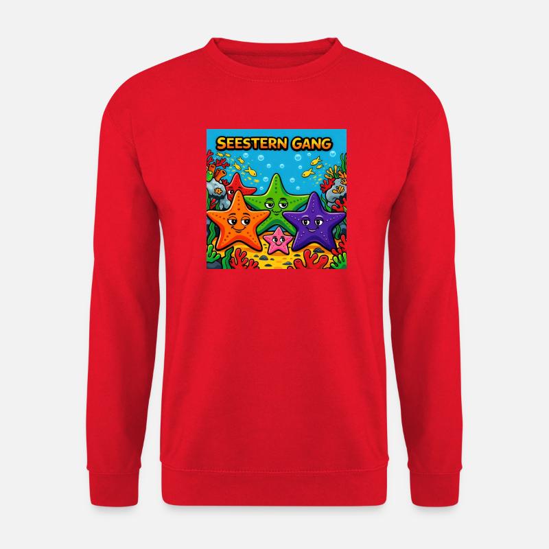 Seestern Gang Unterwasser Sternenfreunde - Unisex Pullover - Rot