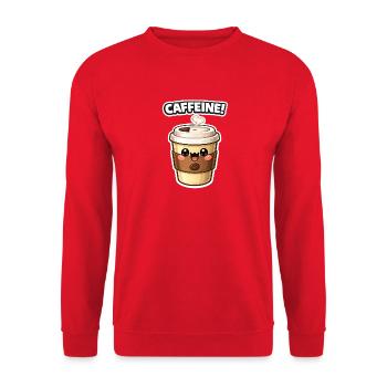 Kawaii Kaffee Becher Lächelnd Cartoon - Unisex Pullover - Rot - Vorne - Alina (178cm) & Michal (187cm)