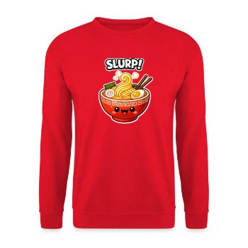 Kawaii Ramen Smiling Bowl - Unisex Sweatshirt - red - Front - Alina (178cm) & Michal (187cm)