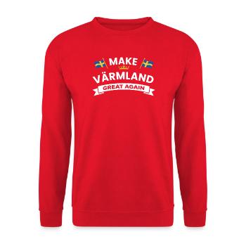 Värmland again – Patriotic emblem design - Unisex Sweatshirt - red - Front - Alina (178cm) & Michal (187cm)