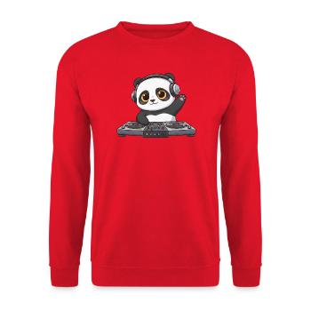 Panda DJ Musik Disco Techno Elektronische Tanzmusi - Unisex Pullover - Rot - Vorne - Alina (178cm) & Michal (187cm)