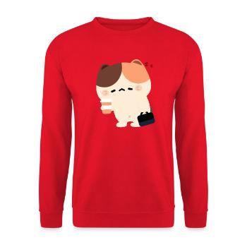 Tired Tortiie Cat - Unisex Sweatshirt - red - Front - Alina (178cm) & Michal (187cm)