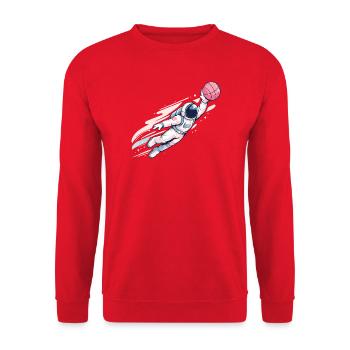 Astronaut Basketball Space Dunk Design - Unisex Sweatshirt - red - Front - Alina (178cm) & Michal (187cm)