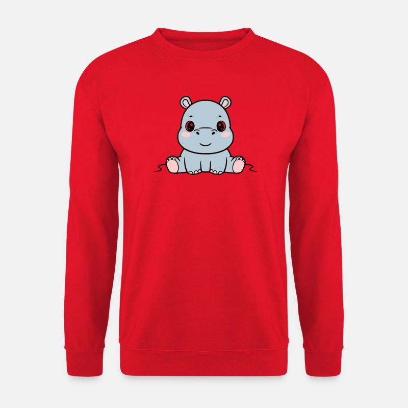 Süßes Baby Nilpferd Sitzend Kawaii - Unisex Pullover - Rot