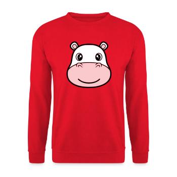 Nilpferd Kopf Gesicht Maske Lächeln - Unisex Pullover - Rot - Vorne - Alina (178cm) & Michal (187cm)