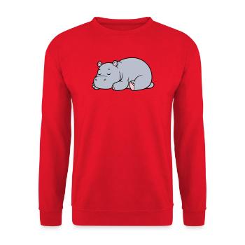 Sleeping Hippopotamus Tired Lazy Vector - Unisex Sweatshirt - red - Front - Alina (178cm) & Michal (187cm)