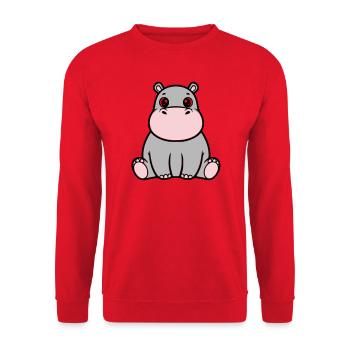 Cute Baby Hippopotamus Sitting Kawaii - Unisex Sweatshirt - red - Front - Alina (178cm) & Michal (187cm)
