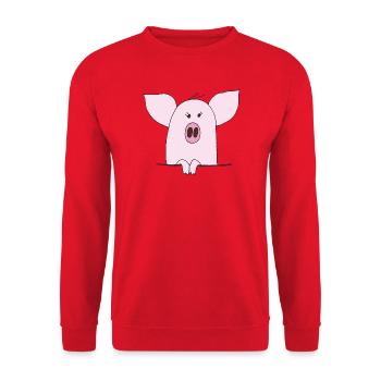 Kuscheliges Pinkes Schwein Cartoon - Unisex Pullover - Rot - Vorne - Alina (178cm) & Michal (187cm)