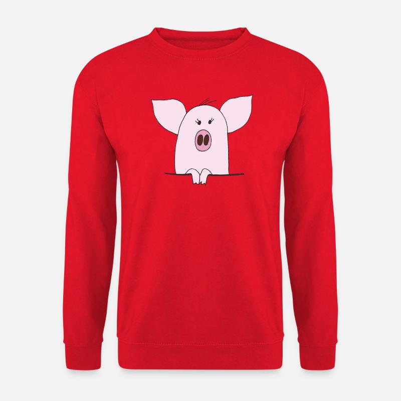 Kuscheliges Pinkes Schwein Cartoon - Unisex Pullover - Rot