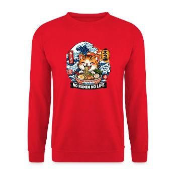 Ramen Cat Wave off Kanagawa - Unisex Sweatshirt - red - Front - Alina (178cm) & Michal (187cm)