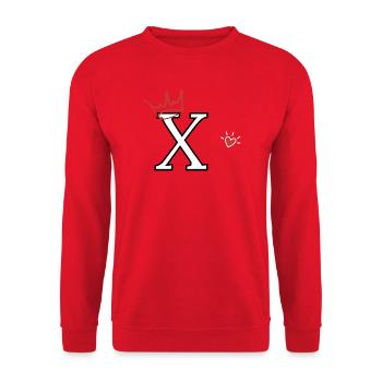 Buchstabe x Herzkrone - Unisex Pullover - Rot - Vorne - Alina (178cm) & Michal (187cm)