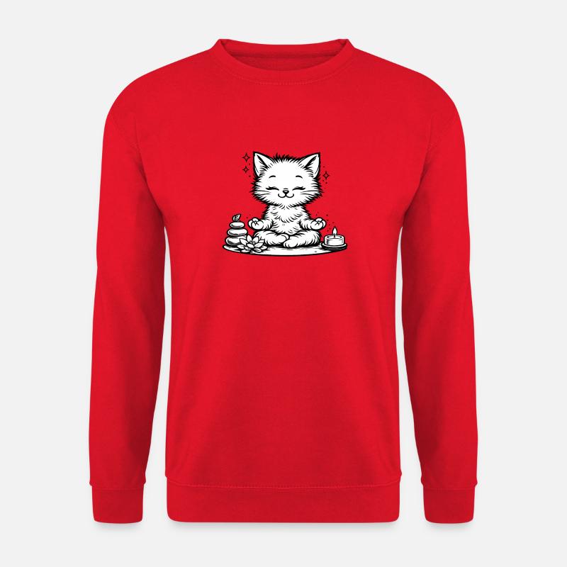 Zen-Kätzchen  - Unisex Pullover - Rot