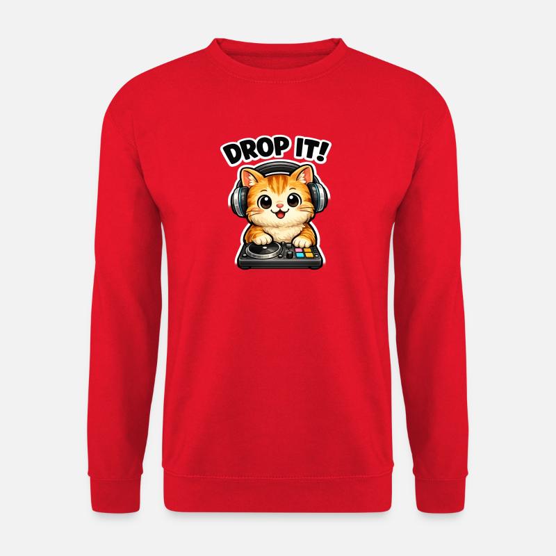 Drop It DJ-Katze - Unisex Pullover - Rot