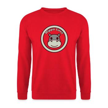 Hippo Love Hippo Logo Badge - Unisex Sweatshirt - red - Front - Alina (178cm) & Michal (187cm)