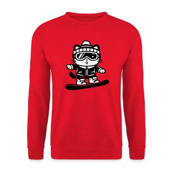 Snowboard Cat - Unisex Pullover - Rot - Vorne - Alina (178cm) & Michal (187cm)