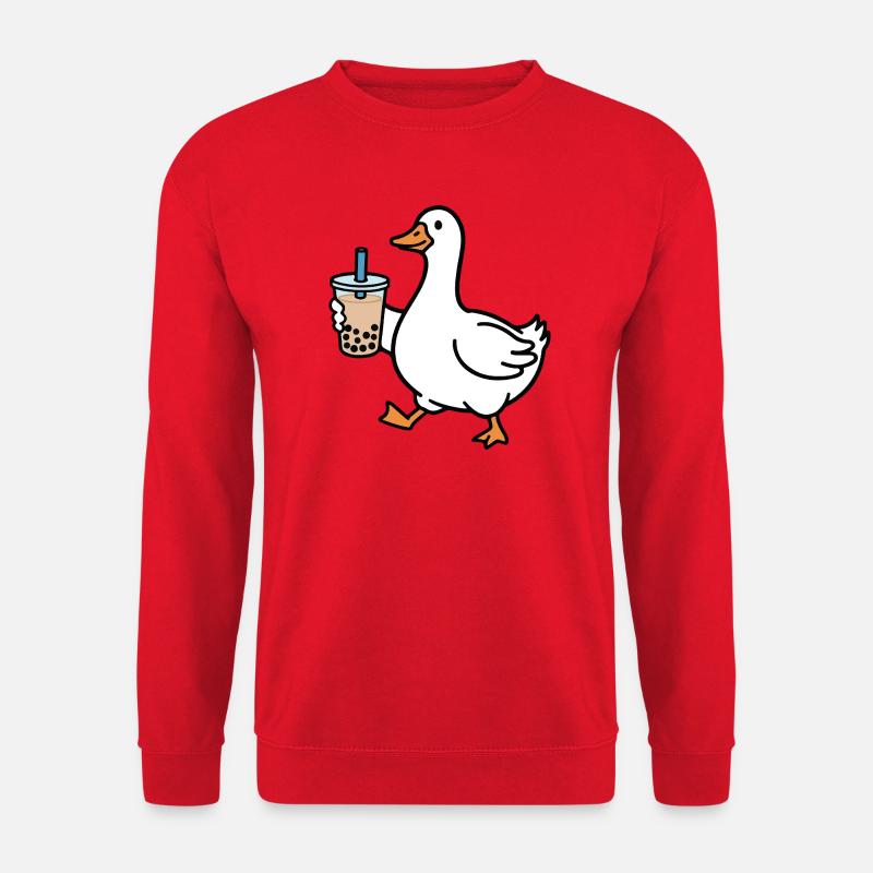 Quakende Ente mit Bubble Tea - Unisex Pullover - Rot