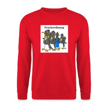 Funny Penguin Cartoon – Tailcoat Order Motif White - Unisex Sweatshirt - red - Front - Alina (178cm) & Michal (187cm)