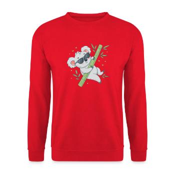 Koala auf Bambus mit Brille - Unisex Pullover - Rot - Vorne - Alina (178cm) & Michal (187cm)