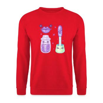 Lilac Galaxy Lipgloss Kawaii Charakter - Unisex Pullover - Rot - Vorne - Alina (178cm) & Michal (187cm)
