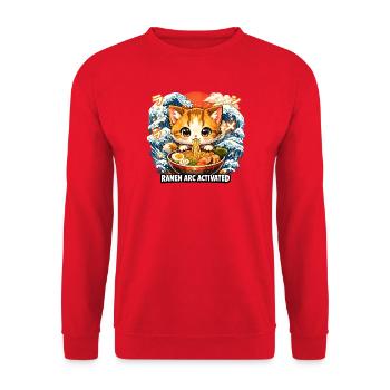Kawaii Cat Ramen Nouilles Anime Chat - Sweat-shirt Unisexe - rouge - Devant - Alina (178cm) & Michal (187cm)