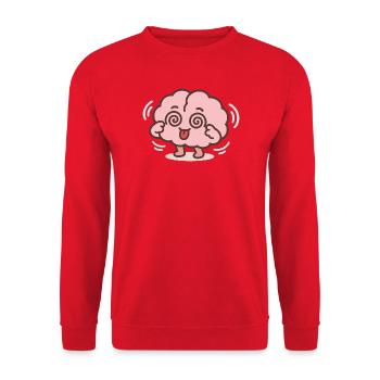 Verspieltes Gehirn-Maskottchen-Tee - Unisex Pullover - Rot - Vorne - Alina (178cm) & Michal (187cm)