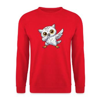 Coole Schneeeule Dabbing Kids Eule Dab - Unisex Pullover - Rot - Vorne - Alina (178cm) & Michal (187cm)