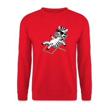 Zèbre sur une chaise longue avec des lunettes de soleil - Sweat-shirt Unisexe - rouge - Devant - Alina (178cm) & Michal (187cm)