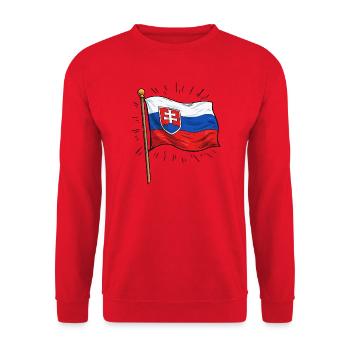 Slowakei Flagge mit Wappen - Unisex Pullover - Rot - Vorne - Alina (178cm) & Michal (187cm)