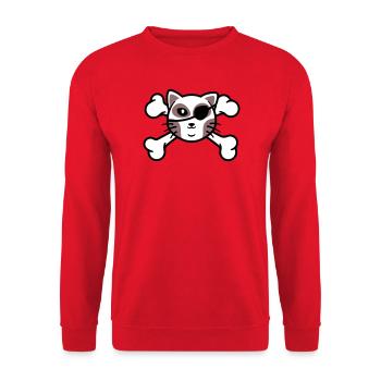 Patch de Crâne de chaton pirate - Sweat-shirt Unisexe - rouge - Devant - Alina (178cm) & Michal (187cm)