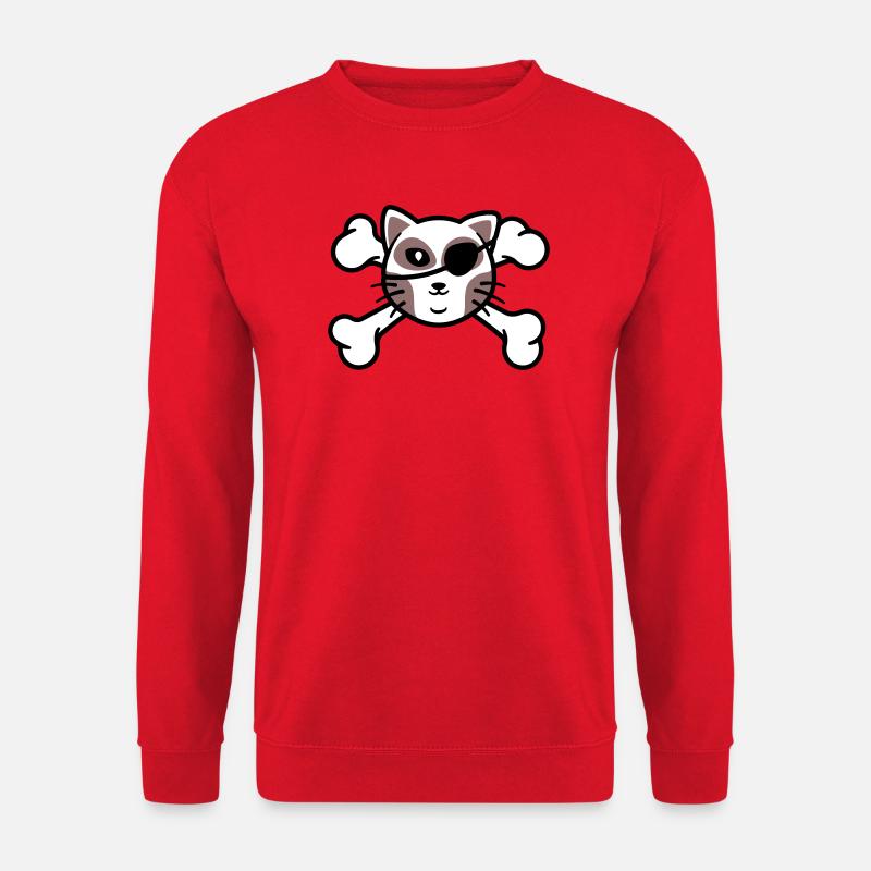 Pirate Kitten Skull Patch - Unisex Sweatshirt - red