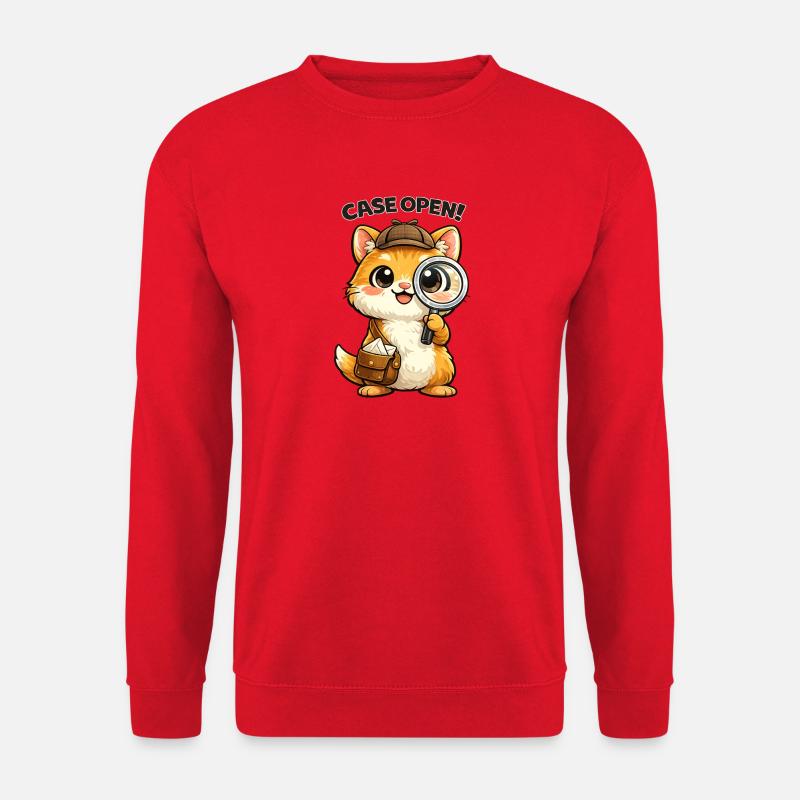 Kleines Detektiv-Kätzchen Case Open - Unisex Pullover - Rot